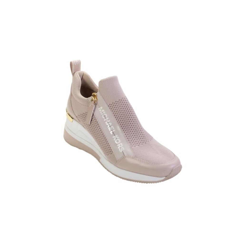 Michael Michael Kors Womens Knitted Zipper Wedge Sneakers Shoes Pink Size 8.5M